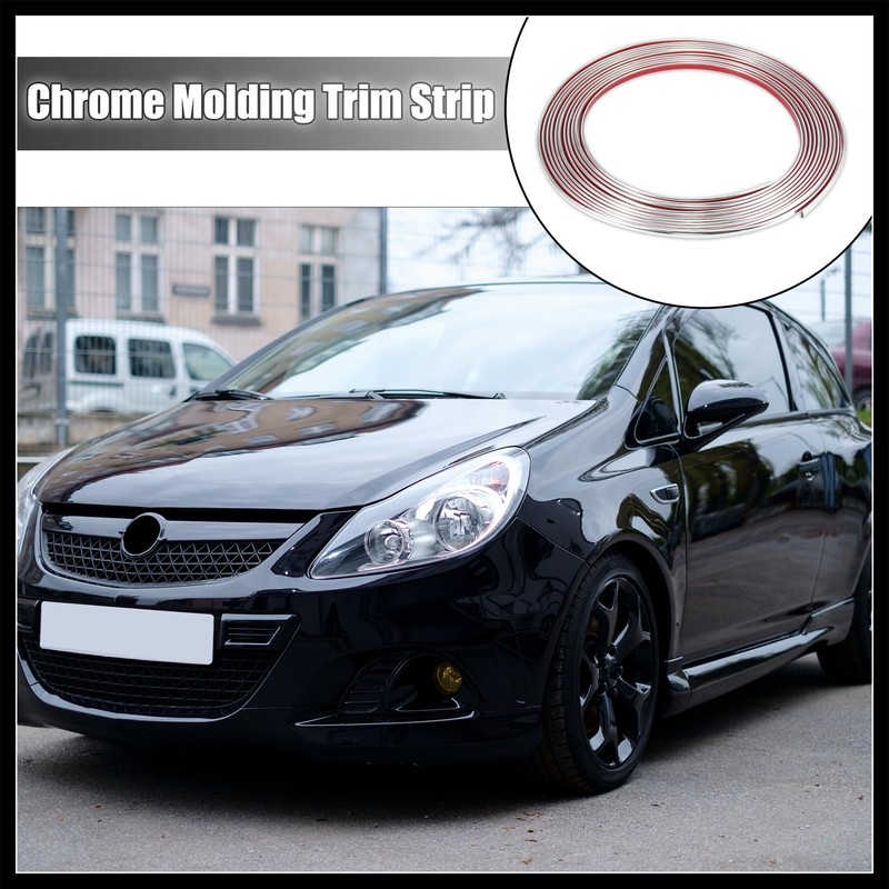 Hihaha 8mx8mm PVC Chrome Silver Tone Trim Strip for Car