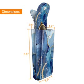 Fintie Double Glasses Case with Carabiner Hook, Portable Vegan Leather Eyeglass Case Anti-scratch Sunglasses Pouch, Ocean Marble