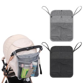 Pram Organiser, Pram Bag, Buggy Organiser Bag, Pack of 2 Pram Accessories, Pram Storage Bag, Changing Bag, Pram, Baby Stroller Bag, Black and Grey