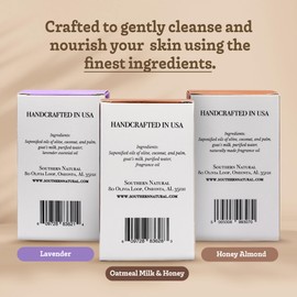 Southern Natural Goat Milk Soap Bar – Oatmeal Milk & Honey, Lavender, Honey Almond – Handmade for Dry and Sensitive Skin – Face & Body Wash for Men, Women, Kids, Baby – 3 pack (4-4.5 oz)