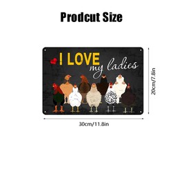 XFSRG Retro Hühnerstall Blechschild 'I Love My Ladies' Hühner Schild Retro-Lustige Metallschilder Vintage Zubehör Outdoor Deko 20X30 cm
