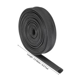 sourcing map Insulation Cable Protector, 9.8Ft-16mm High Temp Fiberglass Sleeve Black