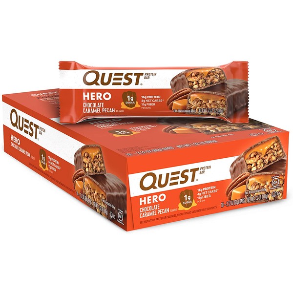 Quest Hero Bar, Chocolate Caramel Pecan, 10 count