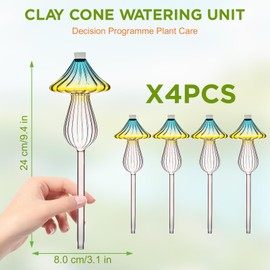 Yzgllnamus 4X Plant Watering Globes, Gradient Color Mushroom Plant Watering Devices, Watering Bulbs, Glass Plant Watering Globes, Suitable for Indoor and Outdoor Use