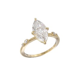 TSECIMGS 18K Gold Plated Classic Four-Pron Solitaire Elongated Marquise Cut Engagement Ring for Women, Simulated Diamond Promise Ring(10)