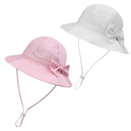 Newborn Sun Hat 2-5 Years,White/Pink,2 Packs