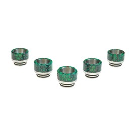 Armerah Snakeskin Taper 810 Drip Tip eCig Mouthpiece Short/Wide Resin/Steel 5 Pack Green