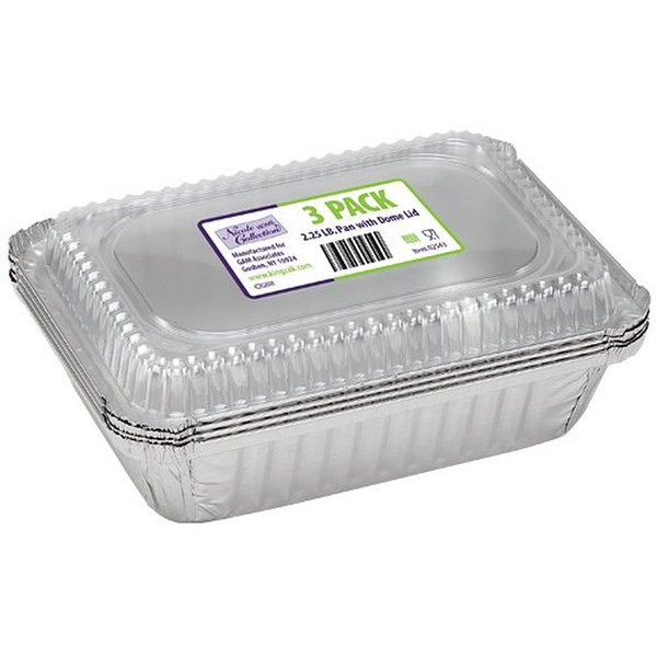 Silver Aluminum Foil Pans With Dome Lids - 2.25 lbs (Set Of 3) - Eco-Friendly Pan Set - Perfect For Meal Prep, Freezing & Baking