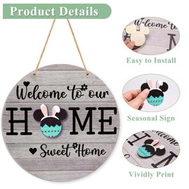BDUSXYZ Christmas Front Door Decorations, Interchangeable Welcome Sign Seasonal Front Door Sign Farmhouse Wall Décor, Door Hanger (Rey)