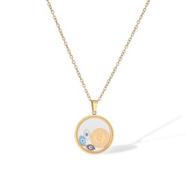 cmoonry 18K Gold Plated Delicate Evil Eye Pendant Necklaces For Women Stainless Steel Jewelry (Style A)