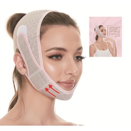 Double Chin Reducer, Double Chin Eliminator V Line Lifting Mask with Chin Strap for Double Chin for Women -Face Lift, Prevent Sagging, V Shaped Slimmer - Innovative Lifting Tech (grey)