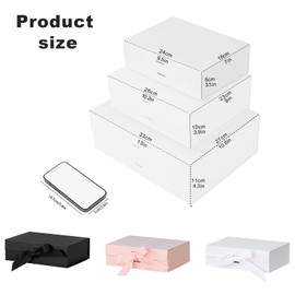 2pcs Premium White Bridesmaid Gift Box with Ribbon: Magnetic Gift Box, Gift Boxes for Presents, Keepsake Box, Small Gift Box, Bridesmaid Proposal Box, White Boxes for Gifts(White, 23x17x7cm)