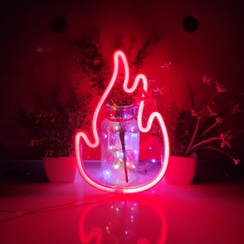 JYWJ Flame Neon Sign,USB or 3-AA Battery Powered Neon Light,LED Table Decoration,Bedroom Wall Decoration,Birthday Gift,Wedding Supplies Business Gift(Red)