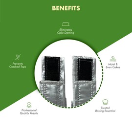 Regency Wraps EvenBake CakeStrips, Aluminized Cotton Band with Secure Velcro-like Closure to Create Moist, Even Layers, Pack of 2, Silver, 30", fit 8-9" cake pans