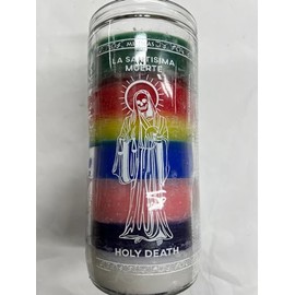Brilux Holy Death 14 Day Unscented 7 Color Candle in Glass (La Santisima Muerte)