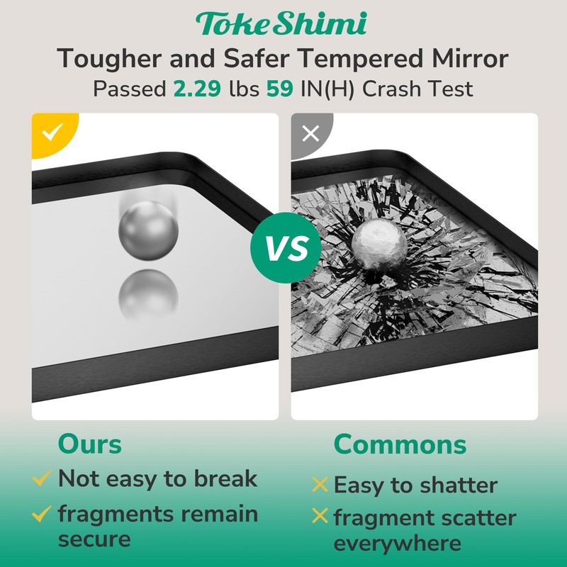 TokeShimi 36x36 Matte Black Bathroom Mirror,Bathroom Vanity Mirror Square,Tempered Glass,Black