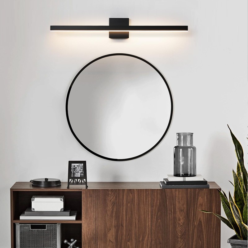 KAISITE Modern Black Bathroom Light - 24 inch Dimmable 5CCT