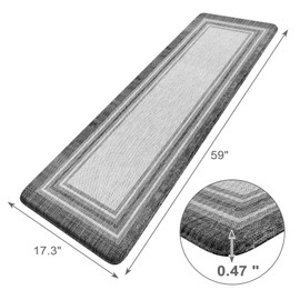 KIMODE Anti Fatigue Kitchen Mat, Cushioned Farmhouse Kitchen Runner Rug, Non Slip Waterproof Kitchen Mat for Floor, Comfort Foam Standing Desk Mat for Laundry, Office, Sink Grey 17.3"x59"