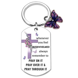 Ibiwe Christian Gifts for Women Faith Spiritual Keychain Purple Butterfly Gifts for Women Religious Inspiration Gift From Sister Friends Confirmation Spiritual Gift Keyring Pray Jewelry