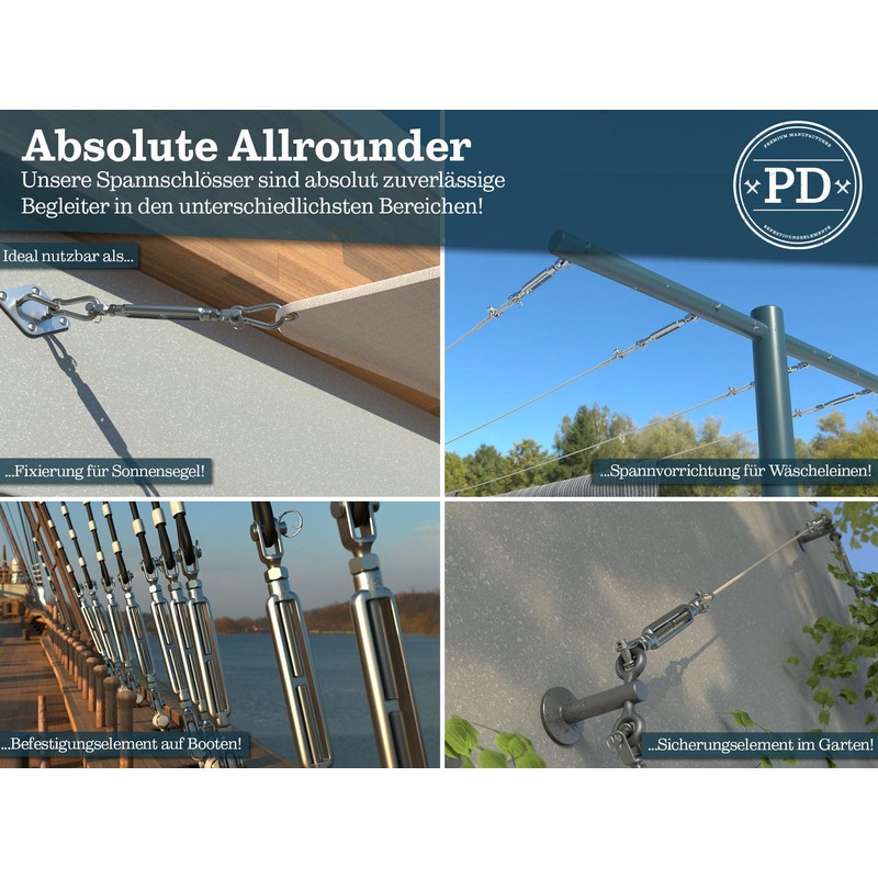 PD® Turnbuckle M8 Stainless Steel A4 (Fork Fork) | Turnbuckle