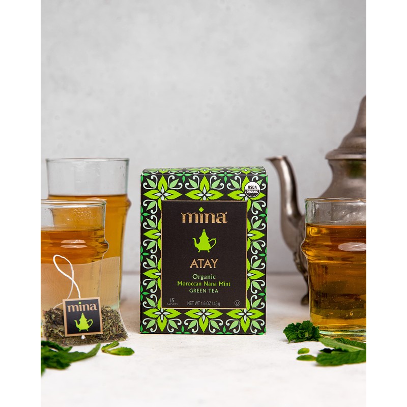 Mina Atay Moroccan Nana Mint Organic Green Tea, 15 Biodegradable