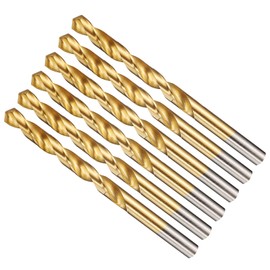 METALLIXITY 7.541mm Drill Bit (19/64") 6Pcs, 4241 High-Speed Steel Straight Shank Titanium Nitride (TiN) Coated 118° for Wood Plastic Iron Copper Aluminum Low Soft Metal