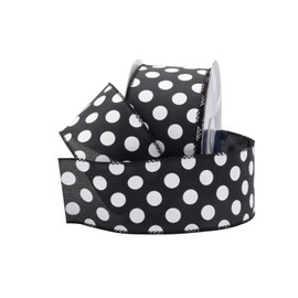 Royal Imports Black/White Polka Dot Ribbon, 2.5" (#40) Circle Design for Floral, Craft, Holiday Decoration, 25 Yard Roll (75 FT Spool) Bulk