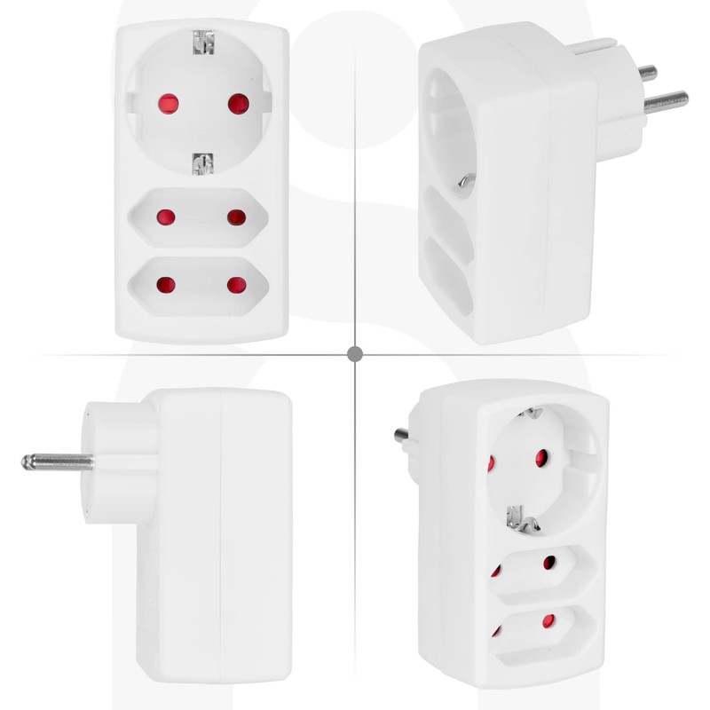 Aigostar Mehrfachsteckdose 3-Fach Steckdosenadapter, 2 Euro +1 Schuko Steckdose Kindersicherung,