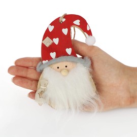 com-four® 3 x Hanging Decoration Gnome with White Beard and Red Christmas Hat - Small Wooden Gnome for Hanging - 13 cm [Selection Varies] (03 Pieces - 13 cm)