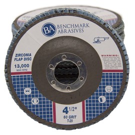 Benchmark Abrasives 4.5" x 7/8" Premium Zirconia Type 29 Flap Discs 4 1/2 for Angle Grinder, Sanding Discs, Finishing - Grinding Wheels 4 1/2 inch - (10 Pack) 60 Grit