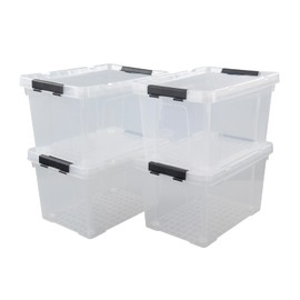 Obstnny 22 Quart Clear Latching Box with Wheels, Plastic Storage Bin, 4 Packs