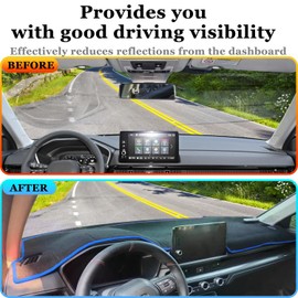 LOCOY Dash Cover Mat for Honda CRV Accessories 2023-2025 2026, for CR-V Dashboard Mat, Center Console Cover Sunshield Protector Pad, Dashboard Decorative Interior, UV Rays Protector Mat (Blue Trim)