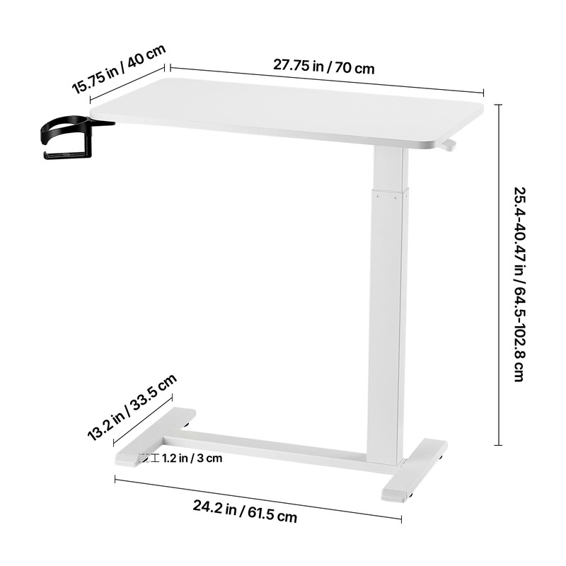Adjustable Overbed Laptop Table – Rolling Bedside Desk with Casters