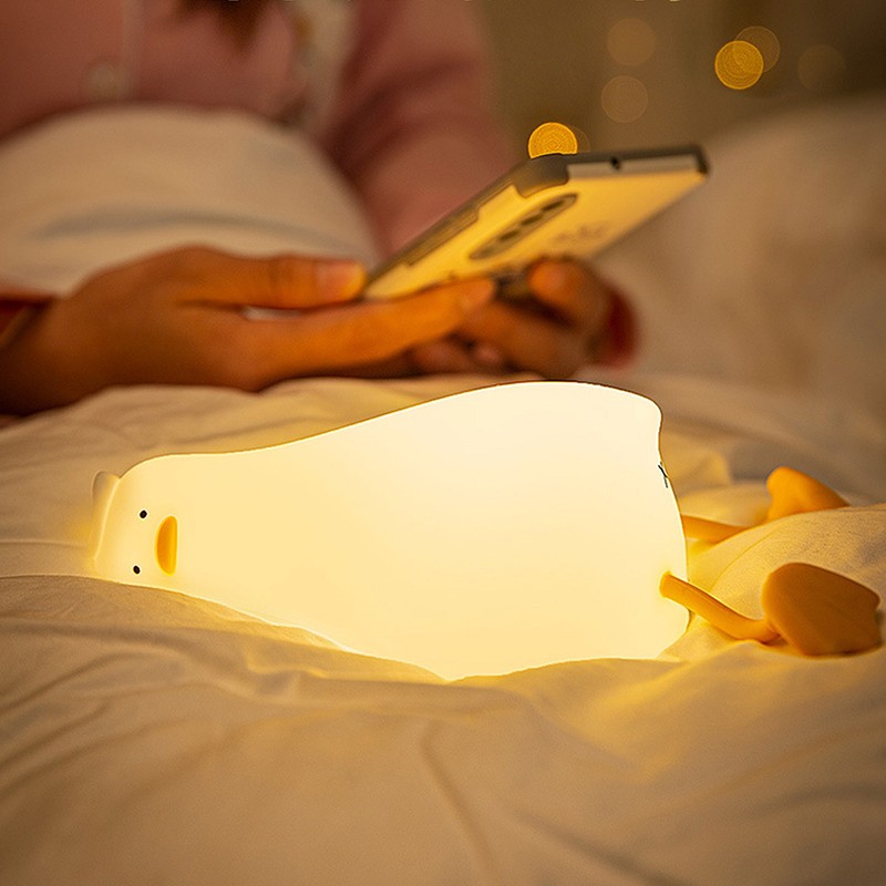Lying Flat Duck Night Light Cute LED Duck Lamp Silicone