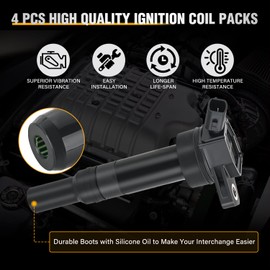 Nilight Ignition Coil Packs Set of 4 Fit UF651 for Hyundai KIA 2011 2012 2013 2014 2015 2016 17 18 19 2020 Tucson Elantra Soul FORTE 1.8 2.0L OE# 5C1861 C1804 1788511 273002E000 (2-pin) Ignition Coils