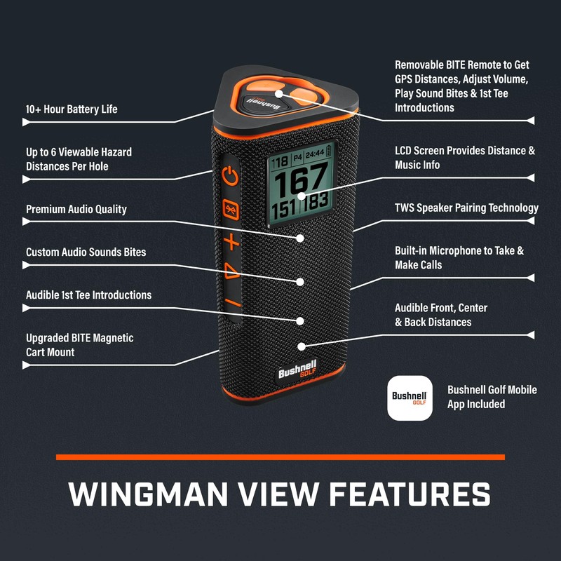 Bushnell Golf Wingman View Golf Speaker with GPS Distances