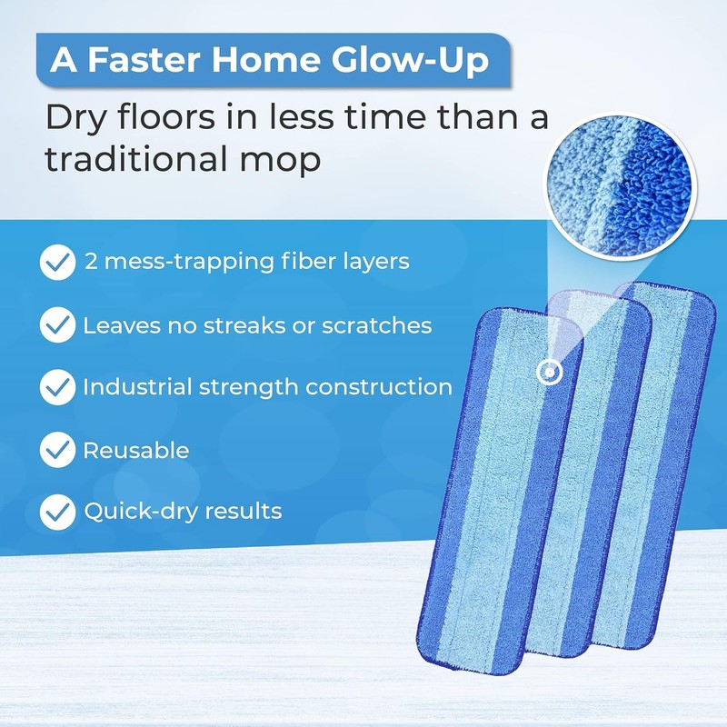 Mop Pads for Bona - Microfiber Reusable Mop Floor Pad