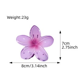 3.2" x 3" Plumeria Shape Hair Claw Clip Vivid Floral Non-Slip Hair Accessories for Thin Hair Women Girls, Purple