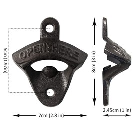 2PCS Cast Iron Wall Mounted Bottle Opener Vintage Rustic with Self-Tapping Screws for Home Garden Bar KTV Hotel KH02