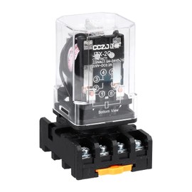 sourcing map DPDT Electromagnetic Power Relay, AC 24V Coil 10A 8 Pin MK2P-I Small Relay with Plug-in Terminal Socket Base 2NO 2NC JTX-2C