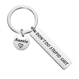 CYTING Funny Drive Safe Gift Don't Do Stupid From Auntie Keychain Graduation Sarcasm Gift for Nephew Niece Son Daughter
