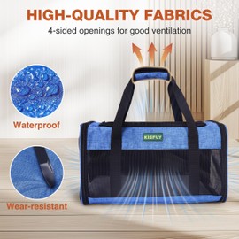 KISFLY TSA Approved Pet Carrier in Cabin 17 x 11 x 9.5 inches, Small Dog Airline Approved Carrier Up to 16 Lbs, Cat Carrier Soft, Bunny Cat Puppy Travel Carrier, Airline Pet Carrier Under Seat, Blue