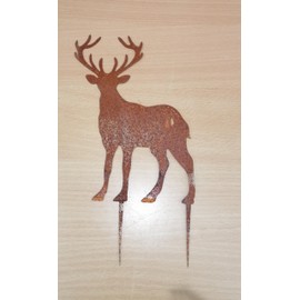 Stag Stake Mini Approx. 15 cm High Metal in Trendy Patina Christmas Decoration Garden Stake Decoration Christmas Advent Arrangement Santa Claus Advent Forest Hunting