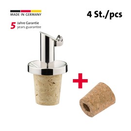 Westmark 478022E3 Oil/Vinegar Pourers + 4 Replacement Corks, with Flap, Metal/Rustproof Stainless Steel, Natural Cork, Inox Oil Special