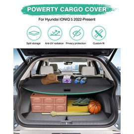 Powerty Cargo Cover for 2022-2025 2026 Hyundai Ioniq 5 Trunk Cover Retractable Shielding Shade Ioniq 5 Accessories Trunk Cargo Cover Black