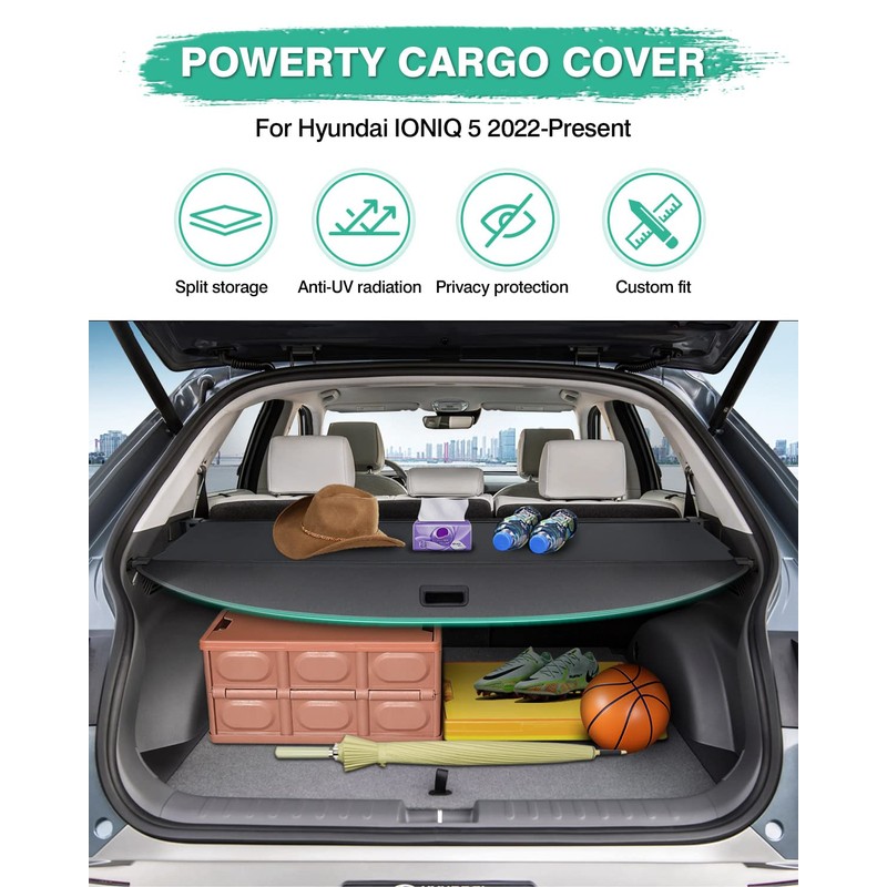 Powerty Cargo Cover for 2022-2025 2026 Hyundai Ioniq 5 Trunk