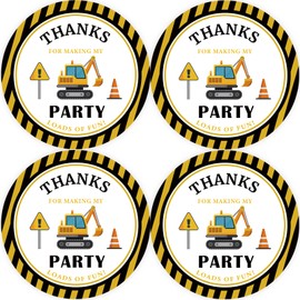40pcs Construction Thank You Stickers, Truck Digger Thank You Birthday Stickers, Excavator Stickers, Trucks Thank You Stickers for Kids Birthday Party Favors