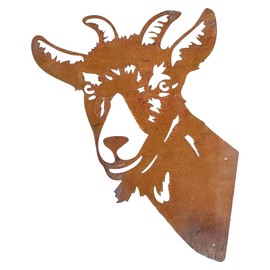 Beenle-Icey Farm Peeping Goat, Garden Chicken Metal Art Ornaments Outdoor Wall Mounted Ornaments Silhouette Statues Decor Hanging Ornament Craftwork for Garden Yard Decoration(Goat)