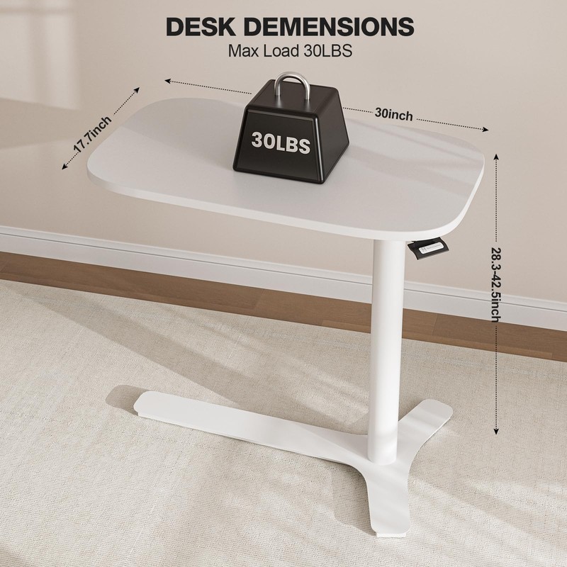 Muvai 30 Inch Overbed Table with Wheels Bedside Table Rolling
