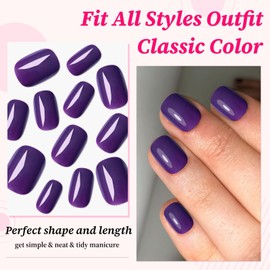Lifextol 120PC Purple Square Press on Nails Short Fake Nails Press ons with Adhesive Tabs, 12 Sizes Square Nails Tips Short Acrylic Nails Press on Nails Petite Stick on Nails Artificial Fingernails